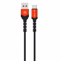 Kabelis Blavec Cable Raptor pluoštinis - USB į Type-C - 3A 0,5 m Apple CarPlay/Android Auto (CRA-UC3BR05) juodas-raudonas