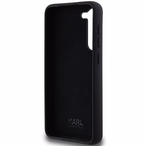 Karl Lagerfeld silikoninis Karl&Choupette metalinis smeigtukas dėklas telefonui Samsung Galaxy S23+ - juodas