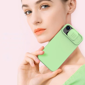 Nillkin CamShield Silky Silikoninis dėklas iPhone 14 Plus dėklas su kameros apsauga violetinis