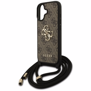 Originalus dėklas GUESS 4G Didelis logotipas su pečių dirželiu iPhone 17 rudas