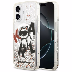 Karl Lagerfeld Skystas Blizgučiai Choupette Logo Magnetinis Dėklas telefonui iPhone 17 - Skaidrus