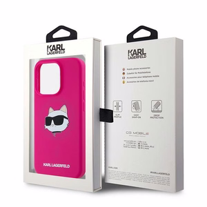 Karl Lagerfeld Silikoninis Choupette Head Magnetinis dėklas telefonui iPhone 15 Pro Max - rožinis