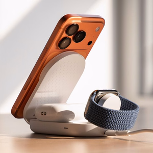 "Ringke QI2.2 25W 3in1" magnetinis indukcinis įkroviklis "MagSafe" - baltos spalvos