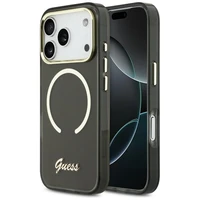 Guess IML Script Metal MagSafe Case for iPhone 17 Pro Max - Black
