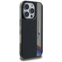 BMW Motorsport IML vertikali juosta iPhone 16 Pro Max dėklas - juodas