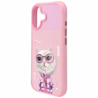 Nimmy Cool&Cute 2.0 Katės dėklas telefonui iPhone 17 - rožinis