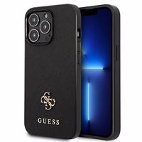 Guess Saffiano 4G Small Metal Logo dėklas telefonui iPhone 13 Pro / 13 6.1" - juoda