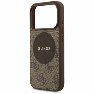 Guess 4G Circle Classic Logo Magnetinis dėklas telefonui iPhone 17 Pro - ruda