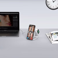 Tech-Protect QI15W-A32 3 viename indukcinis įkroviklis su MagSafe išmaniesiems telefonams / Apple Watch / AirPods - pilkas