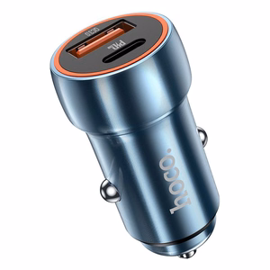 Automobilinis įkroviklis Hoco USB A + USB C PD QC3.0 3A 20W Z46A safyrinis mėlynas