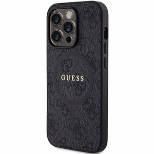 Dėklas Guess PU Leather 4G Colored Ring MagSafe Apple iPhone 15 Pro juodas