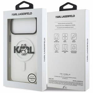 Karl Lagerfeld IML Choupette Sketch Logo magnetinis dėklas telefonui iPhone 17 Pro - skaidrus