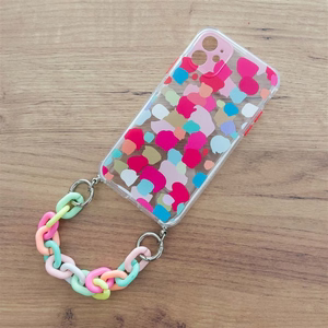 Color Chain Case gelinis lankstus elastingas dėklas su grandinėlės pakabuku iPhone 13 Pro įvairiaspalvis (1)