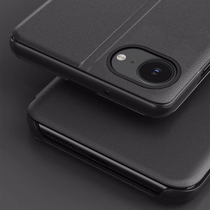 Eco odinis View dėklas elegantiškas dėklas su atvartu ir stovu iPhone 16e - juodas