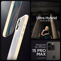 Spigen Crystal Hybrid dėklas telefonui iPhone 15 Pro Max - skaidri smėlinis