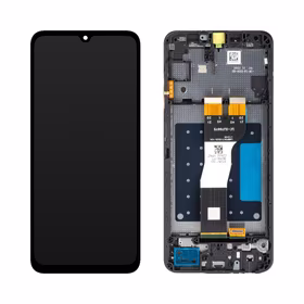 Ekranas Samsung A057 A05s su lietimui jautriu stikliuku ir rėmeliu originalus Black (service pack)