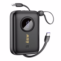 Išorinė baterija Dudao K14 10000mAh su USB-C / Lightning laidais (juoda)