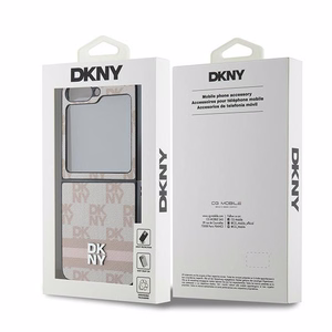 DKNY Checkered Pattern Printed Stripes Dėklas telefonui Samsung Galaxy Z Flip 6 - rožinis