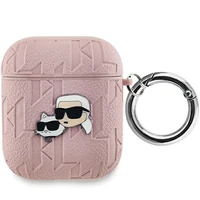 Karl Lagerfeld Monogram Karl & Choupette AirPods 1/2 dėklas - rožinis