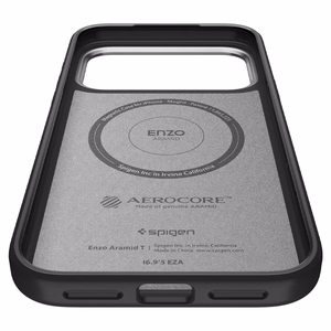 Spigen Enzo Aramid "T" MagSafe dėklas iPhone 17 Pro Max - juoda ir sidabrinė