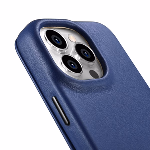 iCarer CE Premium odinis folio dėklas iPhone 14 Pro su MagSafe magnetiniu flipu - mėlynas