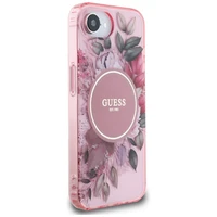 Guess IML Flowers Magnetinis dėklas telefonui iPhone 16e - rožinis