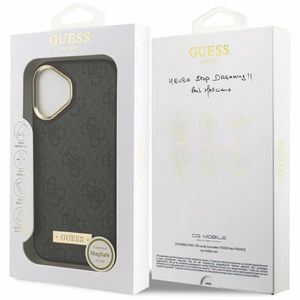 Guess 4G Logotipo Plokštelė Magnetinis dėklas telefonui iPhone 17 juodas