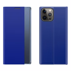 Dėklas telefonui su knygų spintos tipo dėklu su išmaniu langu, skirtas iPhone 13 Pro, mėlynas