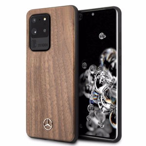 Mercedes Wood Line Walnut dėklas telefonui Samsung Galaxy S20 Ultra – rudos spalvos
