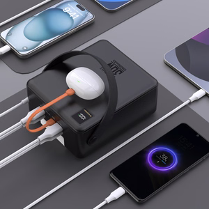 Внешний аккумулятор Wozinsky W8-B 100000mAh 30W, 2xUSB-A, 2xUSB-C, с фонариком, черный