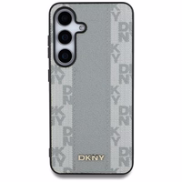 DKNY odinis languoto rašto magnetinis dėklas telefonui Samsung Galaxy S25 - rusvai pilkas