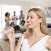 Blavec nešiojamas Bluetooth garsiakalbis WS-07 Karaoke Party 5W su 2 mikrofonais rožinis