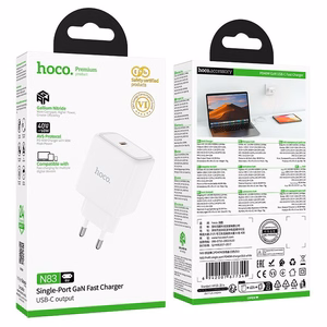 Telefono GaN įkroviklis Hoco USB C PD AVS 40W max 60W N83 baltas
