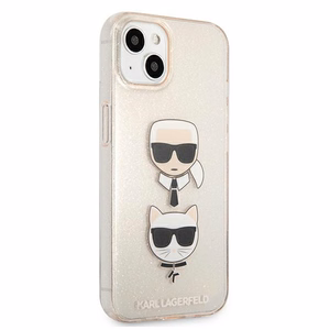 Karl Lagerfeld Glitter Karl's & Choupette Head чехол для iPhone 13 mini - золотой