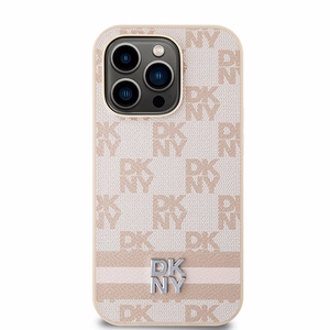 DKNY odinis languotas mono raštas ir spausdintos juostelės dėklas iPhone 14 Pro - rožinis