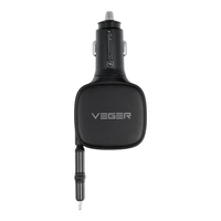 VEGER automobilinis įkroviklis su USB-C kabeliu (USB-C / Lightning) QC PD 84W CC89 juodas