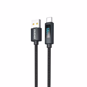Dudao L7T USB-A - USB-C 66W kabelis su LED ekranu 1m - juodas