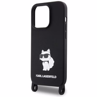 Karl Lagerfeld KLHCP15XSCBSCNK iPhone 15 Pro Max 6.7" kietas dėklas juodas/juodas Crossbody Silikoninis Choupette