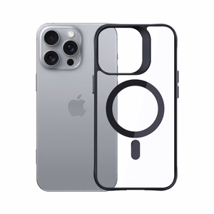 3mk Satino šarvuotas Magnetinis dėklas su MagSafe iPhone 16 Pro Max - skaidrus su juodu rėmeliu