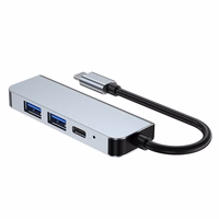 HUB Tech-Protect V2 4in1 USB-C - USB-A 3.0 / USB-A 2.0 / USB-C / HDMI - pilkas