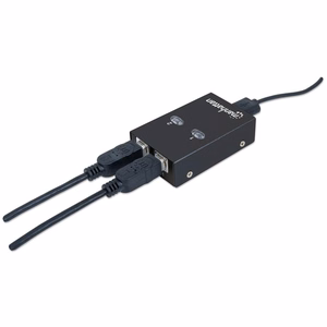 Manhattan USB-A automatinis bendro naudojimo jungiklis, 2x USB-B prievadai, 480 Mbps (USB 2.0), dvigubas valdymas (automatinis arba rankinis), maitinamas per USB (nereikalingas išorinis maitinimo šaltinis), su 1x 1.5m USB-A į USB-B kabeliu