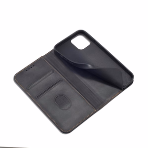 Magnetinis Fancy dėklas telefonui iPhone 12 Pro Max su kišene, kortelių laikiklis, juodas