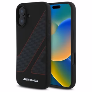 AMG languotas vėliavos rašto magnetinis dėklas iPhone 16 - juodas