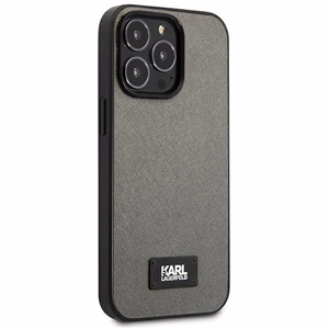Karl Lagerfeld Saffiano plokštelės dėklas telefonui iPhone 13 Pro Max 6.7" - sidabrinis