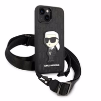 Karl Lagerfeld KLHCP14MSTKMK iPhone 14 Plus 6.7" juodas/juodas kietasis dėklas Monograma Ikonik Pleistras