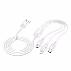 Laidas 3in1 USB A į Lightning / Micro USB / USB C Hoco 2A 1 m X74 baltas