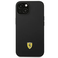 Dėklas telefonui Ferrari FEHCP14MSIBBK iPhone 14 Plus 6.7 juodas silikoninis metalinis logotipas