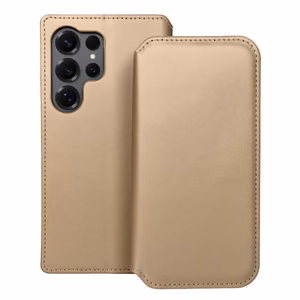 DUAL POCKET knygos dėklas SAMSUNG S25 Ultra auksinis