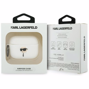 Karl Lagerfeld Silicone Karl Head 3D dėklas AirPods Pro 3 baltas