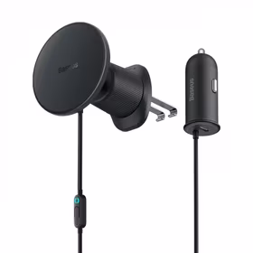 Automobilinis laikiklis Baseus "CW01_v2" juodas (15W / Magsafe suderinamas) (magnetinis / oro angos grotelės)